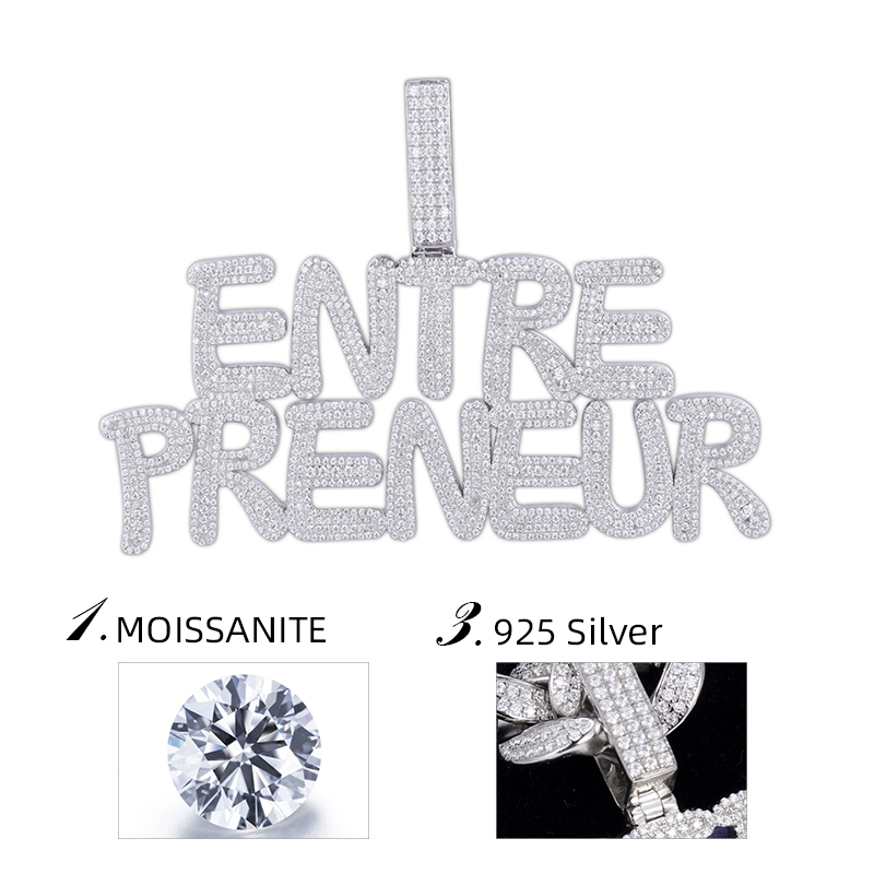 Messi Alahas - Messi Alahas 925sliver DEF kolor HipHop moissanite Pendant Alahas Moissante Pendant 13