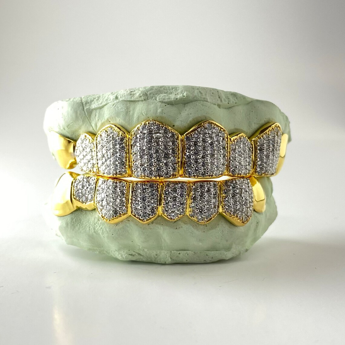 Messi Jewelry - custom 18K gold iced out moissanite grillz Moissanite Grillz 7