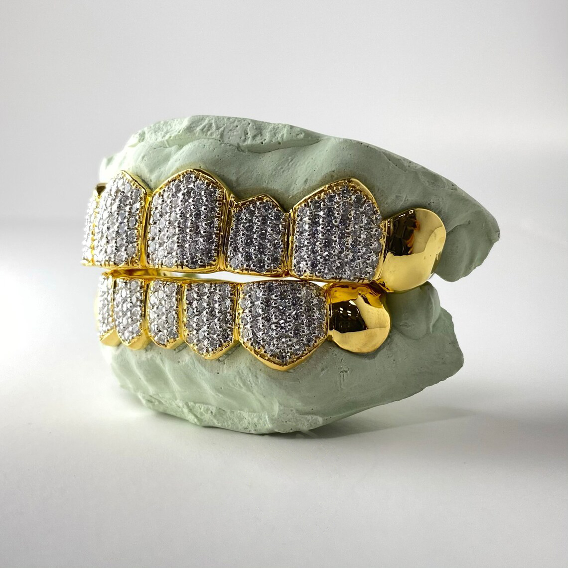 Messi Jewelry - custom 18K gold iced out moissanite grillz Moissanite Grillz 6