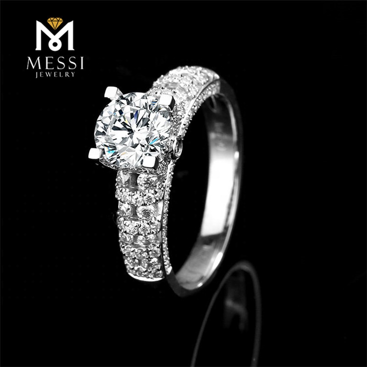 Messi Jewelry - Vintage matching 18K white gold 1 carat moissanite diamond engagement ring Rings 8
