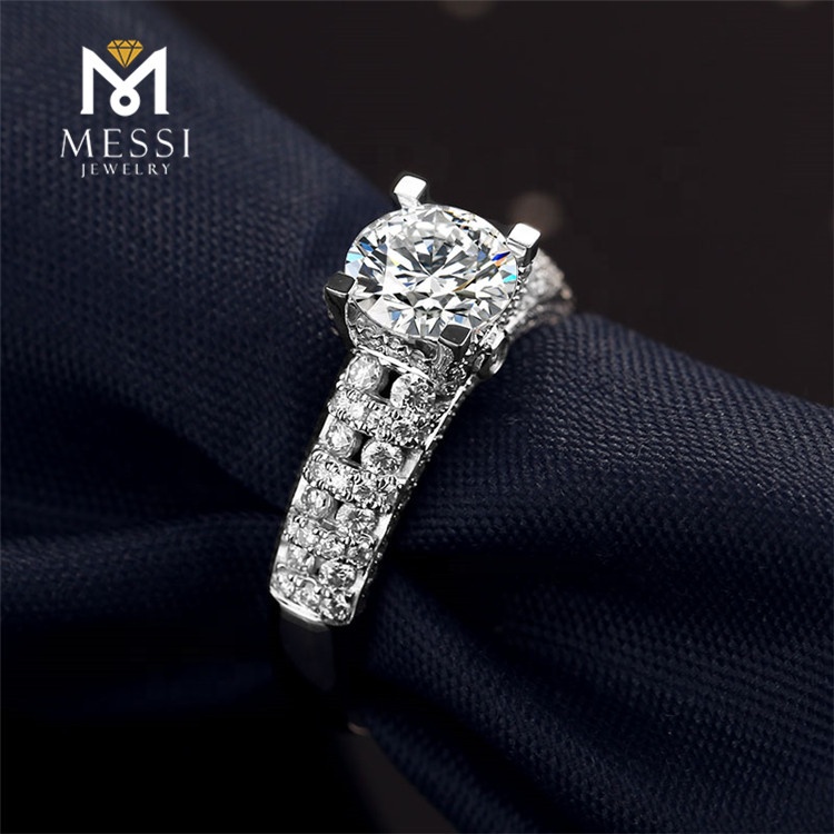Messi Jewelry - Vintage matching 18K white gold 1 carat moissanite diamond engagement ring Rings 10