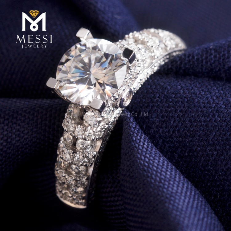 Messi Jewelry - Vintage matching 18K white gold 1 carat moissanite diamond engagement ring Rings 9