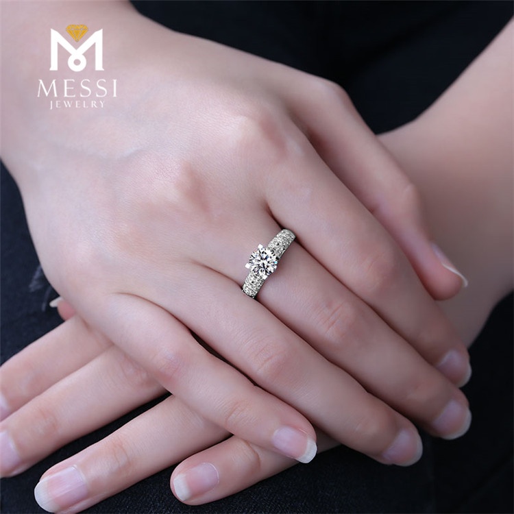 Messi Jewelry - Vintage matching 18K white gold 1 carat moissanite diamond engagement ring Rings 12