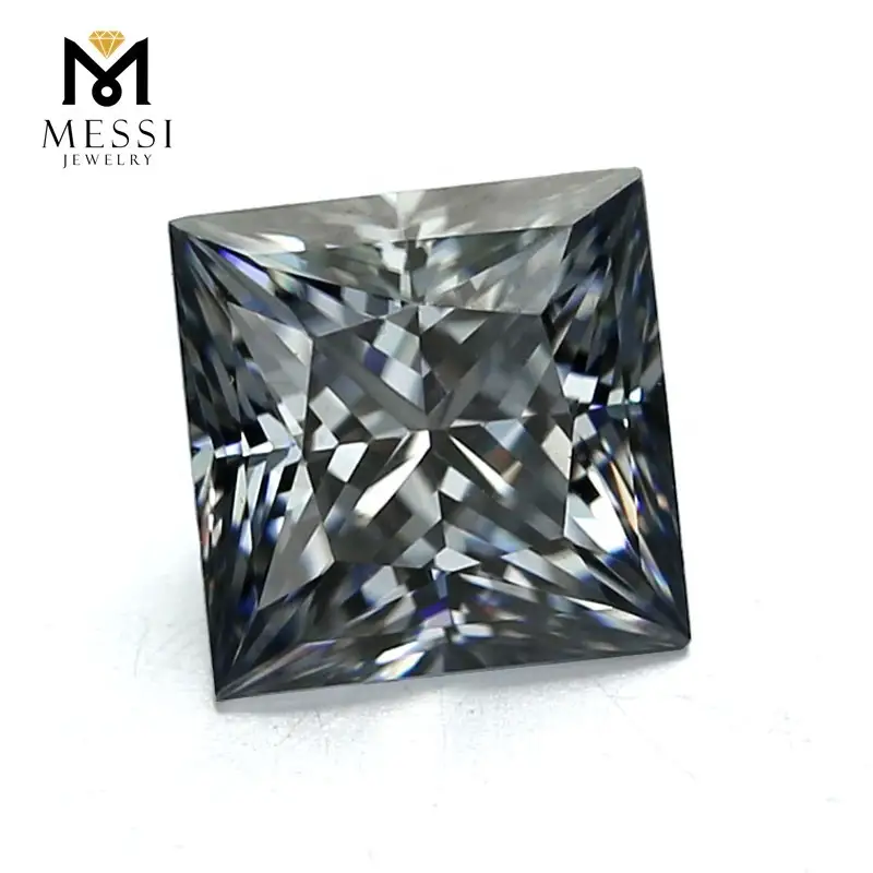 Gioielli Messi - Prezzo di fabbrica di gioielli Messi 1 Carat 5,5x5,5 mm VVS quadrato Princess Taglio di colore grigio Moissanite sciolto 1