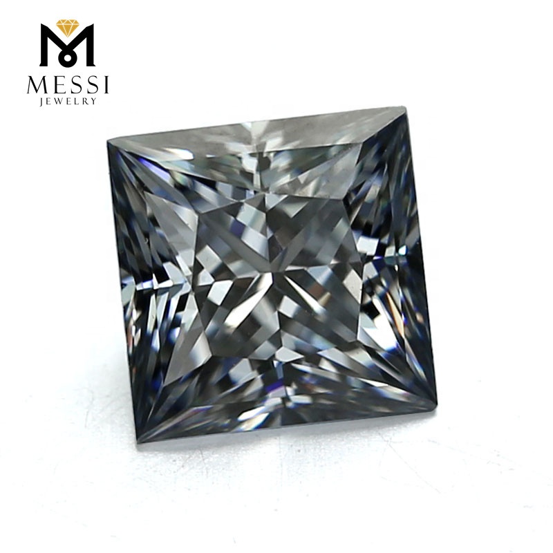 Messi Jewelry - Messi Jewelry factory price 1 carat 5.5x5.5mm VVS square princess cut Grey color loose moissanite Square 8