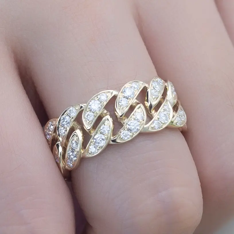 Messi Jewelry - 18K 14K 10K 9K Κίτρινο χρυσό Γυναίκα κοσμήματα έθιμο def moissanite κουβανέζικα δαχτυλίδια δαχτυλιδιών 1