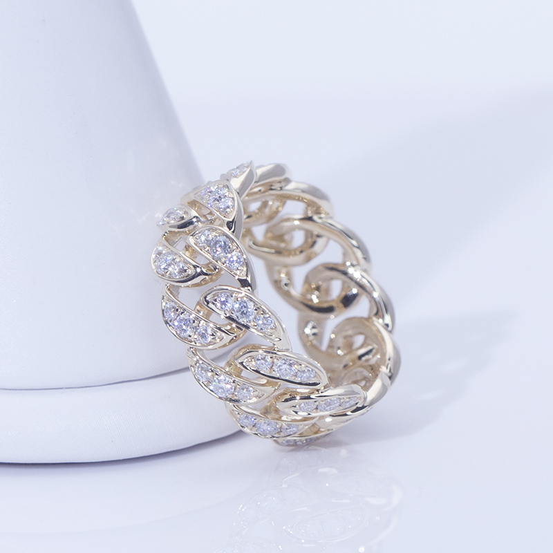 Messi Jewelry - 18K 14k 10K 9K Yellow Gold Women Jewelry Custom DEF Moissanite Cuban Ring Rings 10