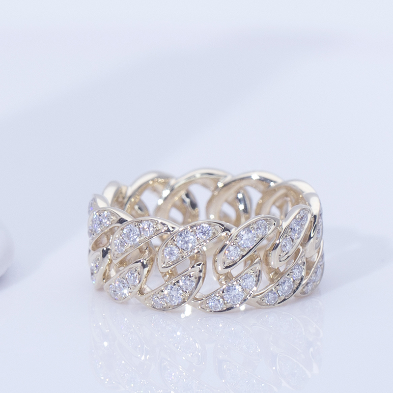 Messi Jewelry - 18K 14k 10K 9K Yellow Gold Women Jewelry Custom DEF Moissanite Cuban Ring Rings 11