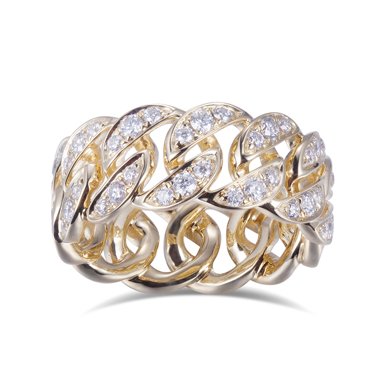 Messi Jewelry - 18K 14k 10K 9K Yellow Gold Women Jewelry Custom DEF Moissanite Cuban Ring Rings 8