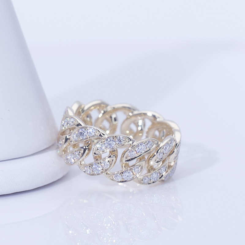Messi Jewelry - 18K 14k 10K 9K Yellow Gold Women Jewelry Custom DEF Moissanite Cuban Ring Rings 9