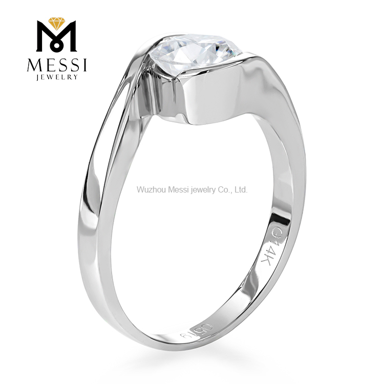 Barang Kemas Messi - Tetapan bezel Barang Kemas Messi 14k emas disesuaikan cincin pertunangan berlian 2 karat moissanite berkualiti tinggi 10