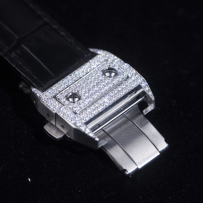 Messi Alahas - Custom nga suunto core nga panit nga itom nga Moissanite Diamond Watch Moissanite Watch 13