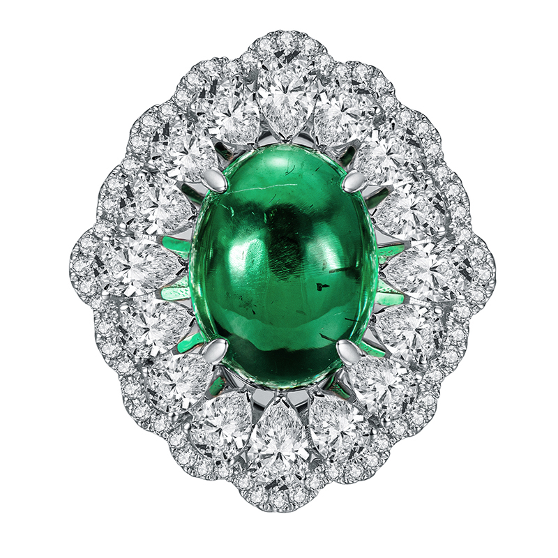 Messi Jewelry - Messi Jewelry MSR-570 18k White Gold emerald ring jewelry woman ring with moissanite jewelry wholesale Moissanite Gold Jewelry 8
