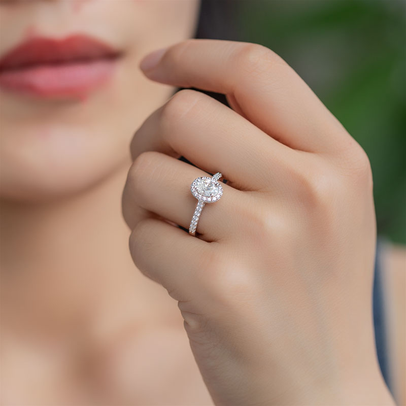 Messi Jewelry - MessI jewelry HL01M 1Ct Oval Cut DEF Moissanite 925 Ailver Eing Set Jewelry Set 15