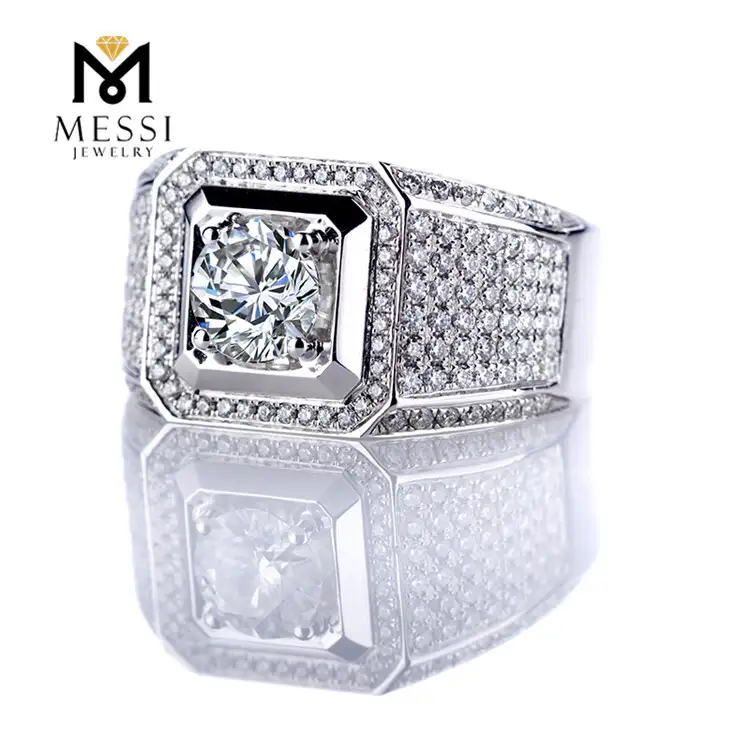 Gioielli Messi - Messi gioielli Luxuria 1ct Def White 14K/18K AU750 Engage Engano Moissanite Ring per uomini Rings 1