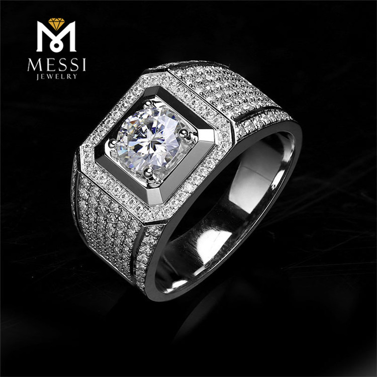 Messi Alahas - Messi Alahas luho 1ct DEF puti nga 14k/18k au750 engagement wedding moissanite singsing para sa mga lalaki Mga Singsing 14