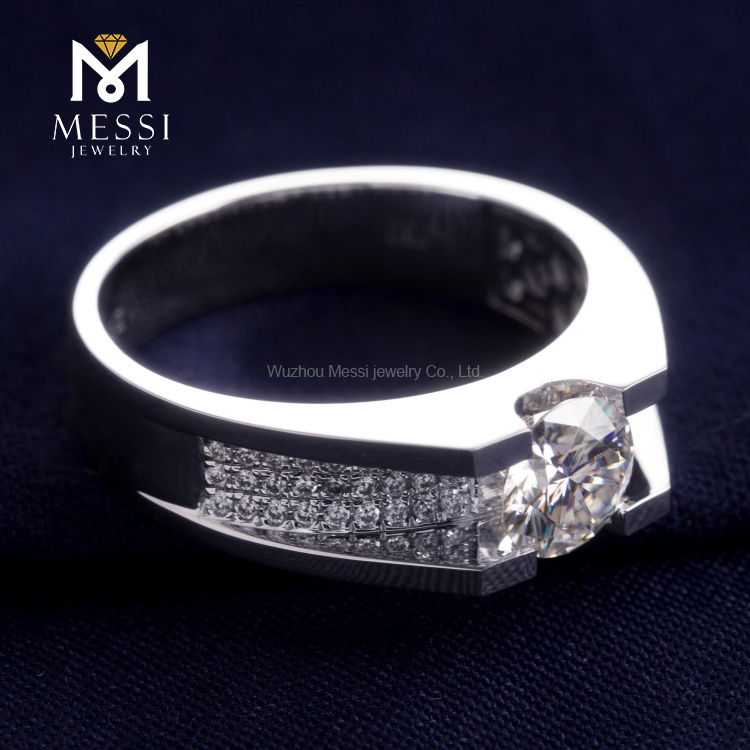 Messi Alahas - Messi Alahas 1ct Moissanite Gold Ring 14k/18K puti nga bulawan nga lalaki moissanite singsing Mga Lalaki nga Singsing 12
