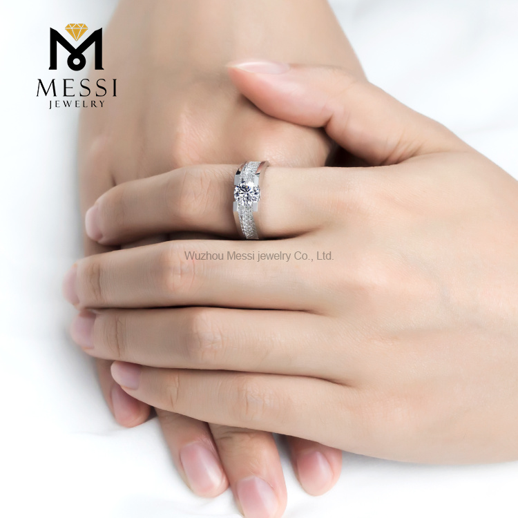 Messi Alahas - Messi Alahas 1ct Moissanite Gold Ring 14k/18K puti nga bulawan nga lalaki moissanite singsing Mga Lalaki nga Singsing 10