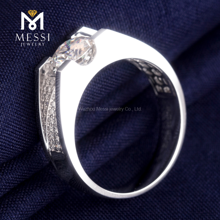 Messi Alahas - Messi Alahas 1ct Moissanite Gold Ring 14k/18K puti nga bulawan nga lalaki moissanite singsing Mga Lalaki nga Singsing 11