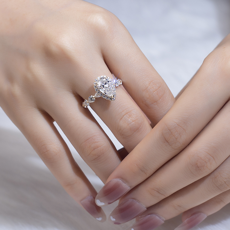 Messi Alahas - Messi Alahas 9k solidong bulawan Pear DEF moissanite nga babaye nga Alahas singsing Vintage Style Rings 10