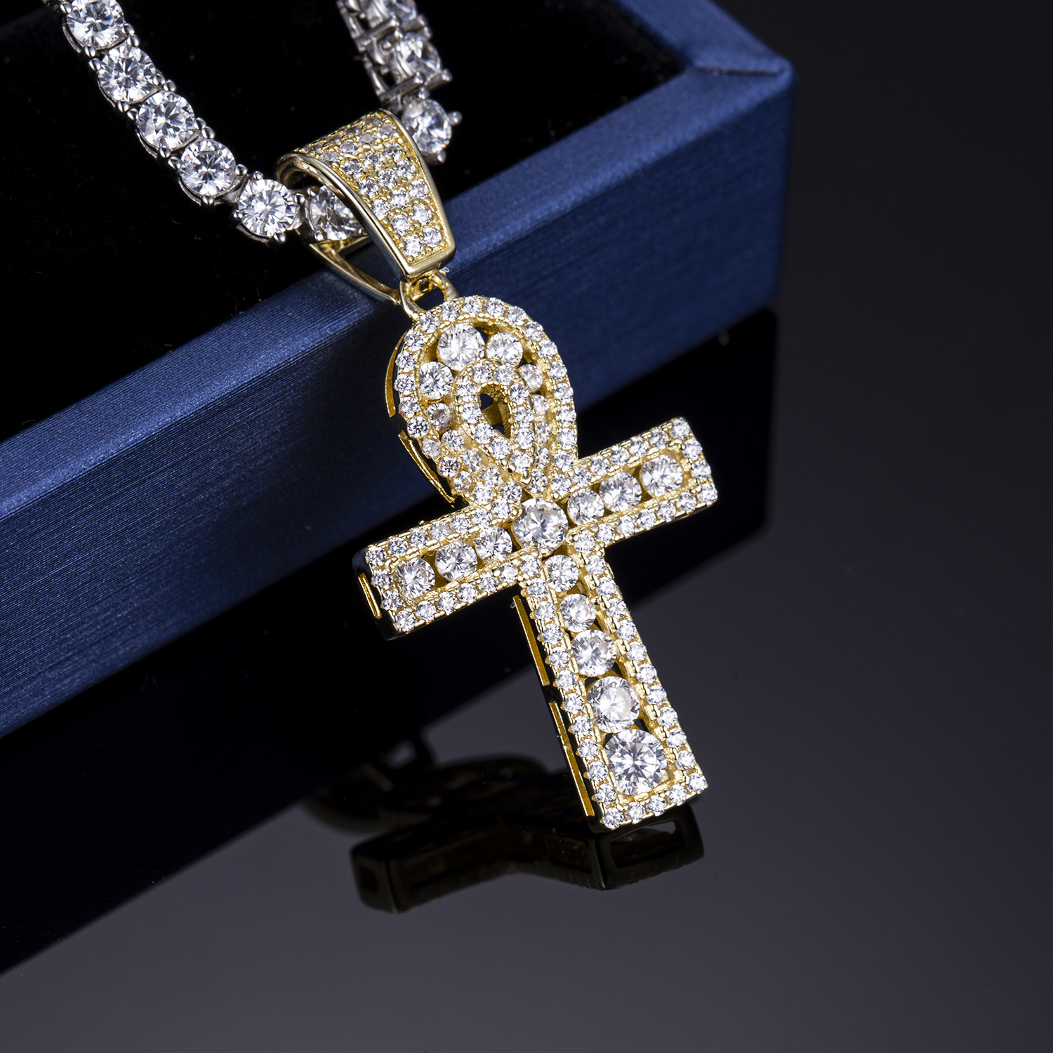 Messi Jewelry - Messi Jewelry cubic zirconia 925 sterling silver cross pendant necklace with chain Moissante Pendant 9