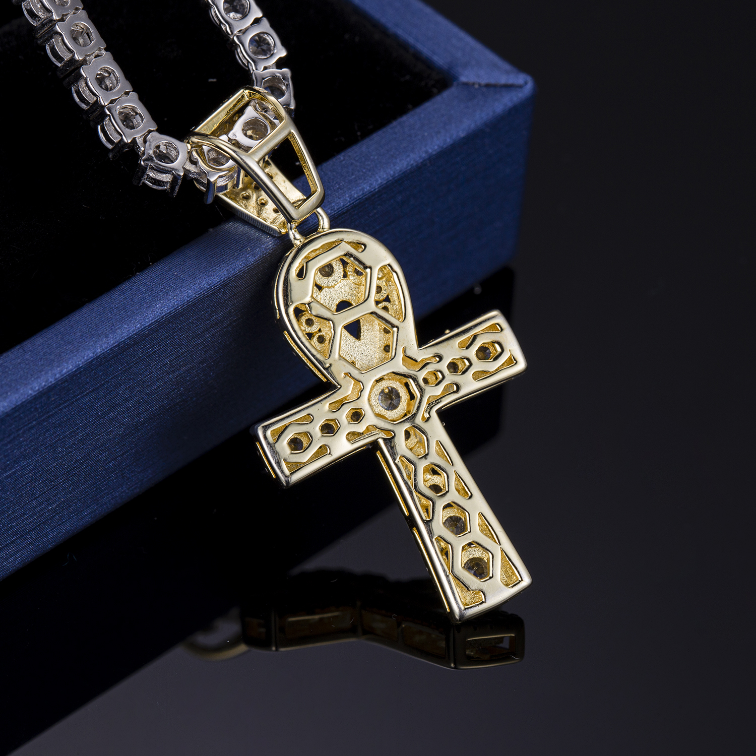 Messi Jewelry - Messi Jewelry cubic zirconia 925 sterling silver cross pendant necklace with chain Moissante Pendant 11