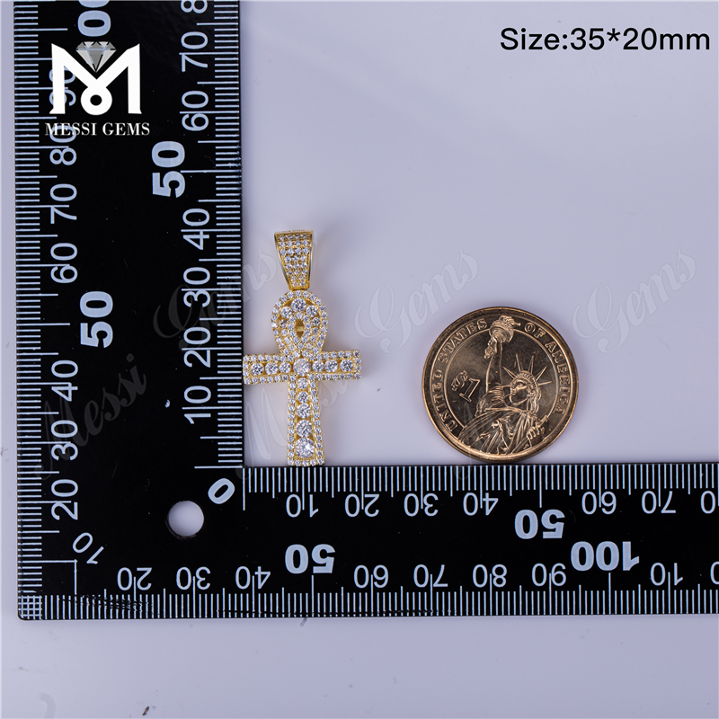 Messi Jewelry - Messi Jewelry cubic zirconia 925 sterling silver cross pendant necklace with chain Moissante Pendant 8