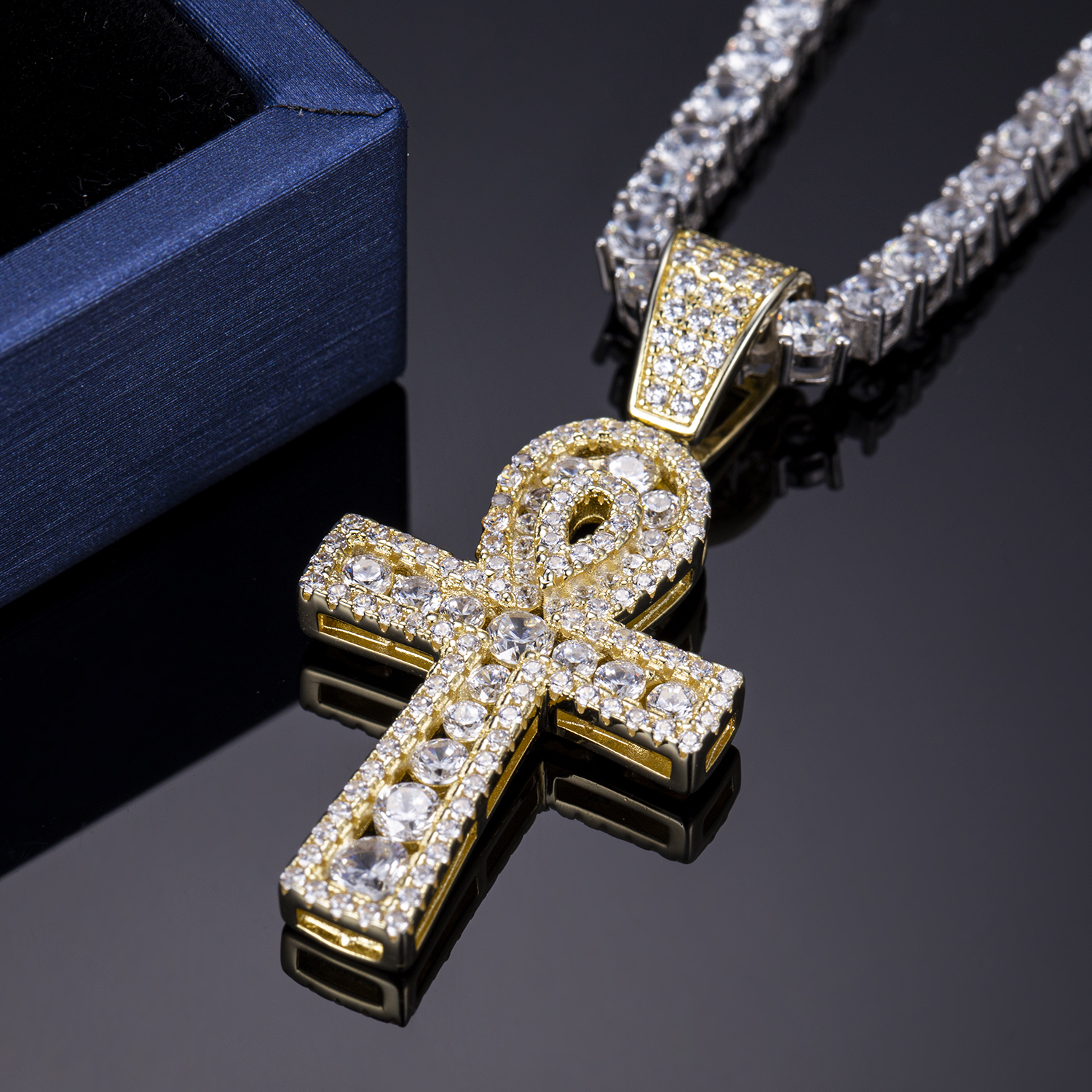 Messi Jewelry - Messi Jewelry cubic zirconia 925 sterling silver cross pendant necklace with chain Moissante Pendant 10
