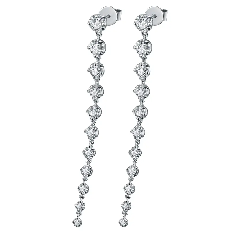 Gioielli Messi - Messi gioielli 14k Orecchini a goccia di diamanti moissanite in oro bianco 1