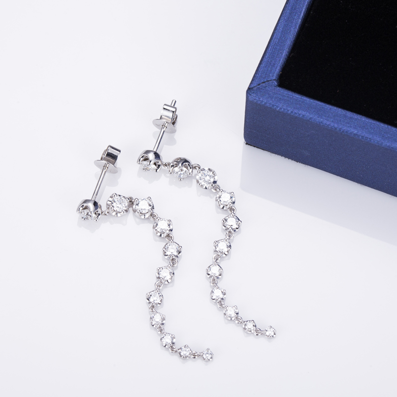 Messi Alahas - Messi Alahas 14k puti nga bulawan moissanite diamante drop ariyos 11