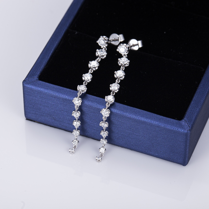 Messi Alahas - Messi Alahas 14k puti nga bulawan moissanite diamante drop ariyos 10