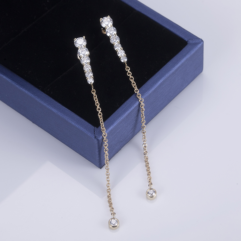 Messi Jewelry - Messi Jewelry 10k yellow gold luxury moissanite diamond drop earrings Earrings1 11