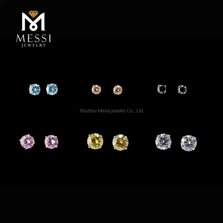Messi Jewelry Classic Moissanite Stud Earrings - Rose Gold 6