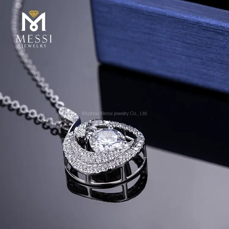 Messi Jewelry 18K Gold Moissanite Circle Pendant 3