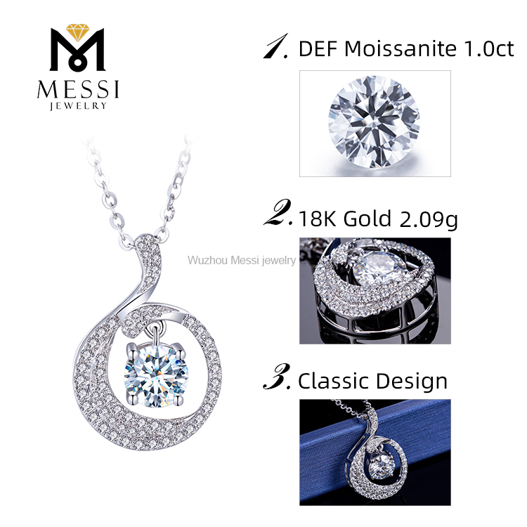 Messi Jewelry - Messi Jewelry 18K gold D color Moissanite pendant Necklace 8