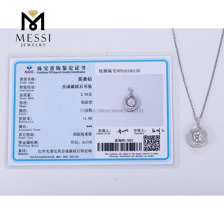 Messi Jewelry 18K Gold Moissanite Circle Pendant 7