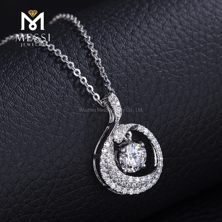 Messi Jewelry - Messi Jewelry 18K gold D color Moissanite pendant Necklace 9