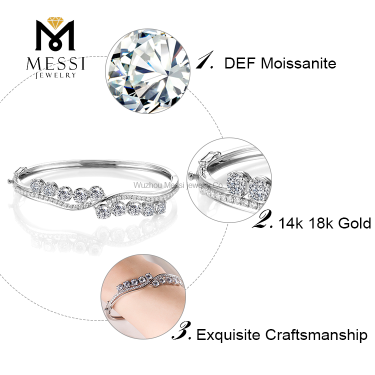 Praktikal nga moissanite nga bulawan nga pulseras gikan sa China | Messi Alahas 10
