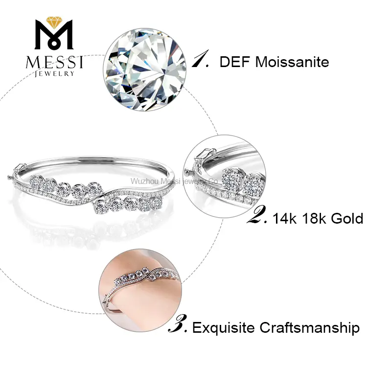Practical moissanite gold bracelet from China | Messi Jewelry 4