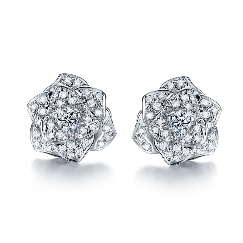 Пользовательские серьги Moissanite Stud в производителе цен на завод по фабрике белого золота | Мессиковые украшения 5