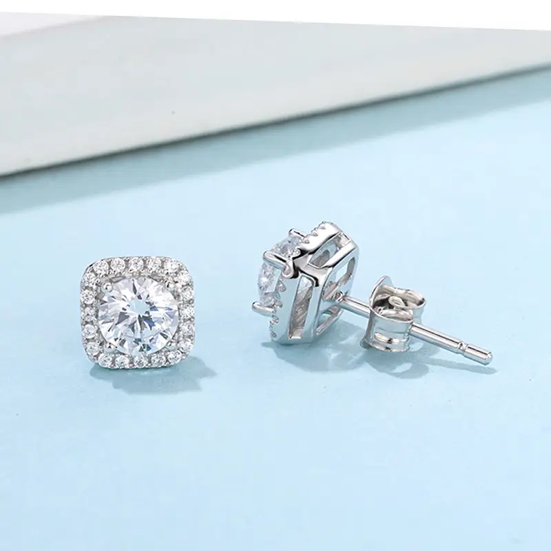 Moissanite Sterling Silver Earrings with GRA Certificate 5