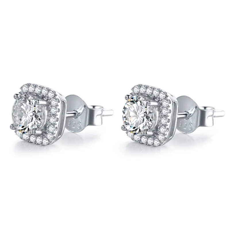Moissanite Sterling Silver Earrings with GRA Certificate 2