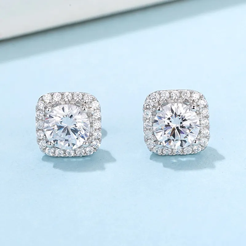Moissanite Sterling Silver Earrings with GRA Certificate 3