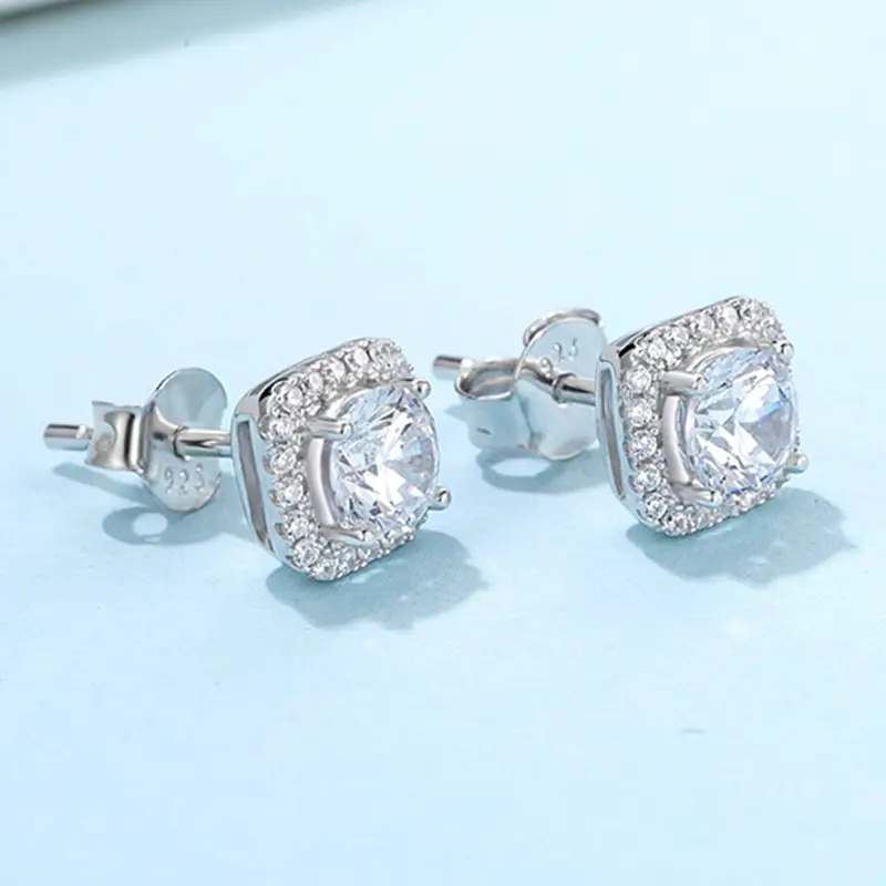 Moissanite Sterling Silver Earrings with GRA Certificate 4