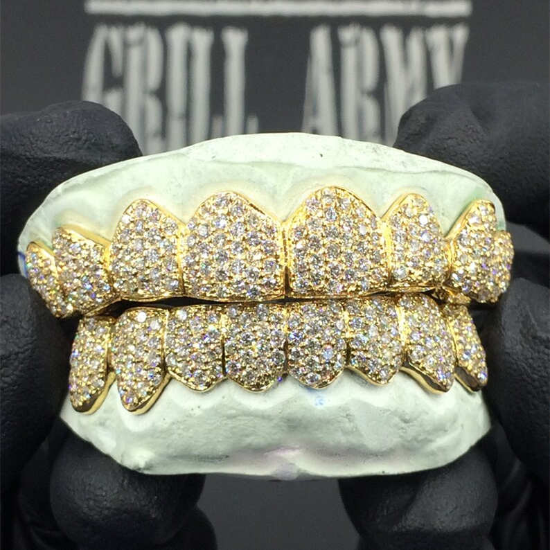 Messi Alahas - 18k bulawan nga ngipon grillz Moissanite diamante ngipon grillz Moissanite Grillz 5