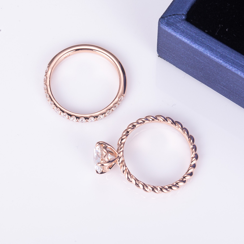 Messi Alahas - MS-637 Rose Gold Round Cut DEF 1Ct Moissanite Eternity Ring Set Rings 8