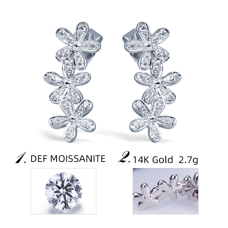 Messi Jewelry - Messi Jewelry MSE-500 China Manufacturer Jewelry Woman Gift 18k 14k White Gold Moissanite Stud Earrings Earrings 13