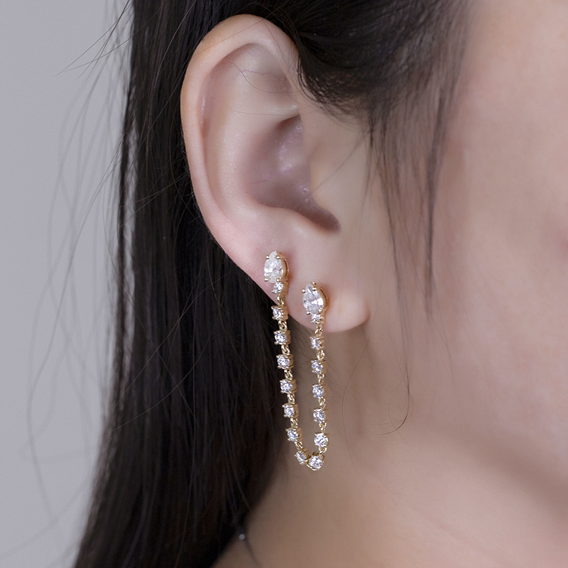 Messi Alahas - Messi Alahas 10k dilaw nga bulawan nga luho nga moissanite nga diamante nga drop nga mga ariyos 13