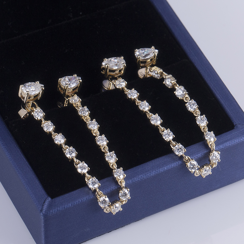 Messi Alahas - Messi Alahas 10k dilaw nga bulawan nga luho nga moissanite nga diamante nga drop nga mga ariyos 10