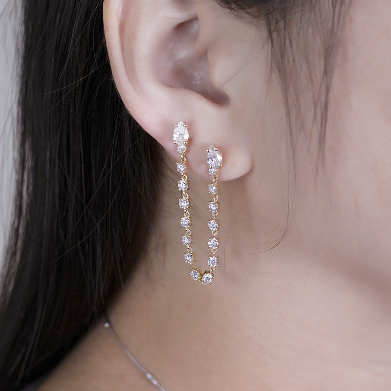 Messi Alahas - Messi Alahas 10k dilaw nga bulawan nga luho nga moissanite nga diamante nga drop nga mga ariyos 12